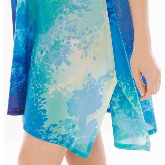 NATORI Floral Stream Sleeveless Cotton Sleep Chemise Blue Multi Small - Picture 6 of 10